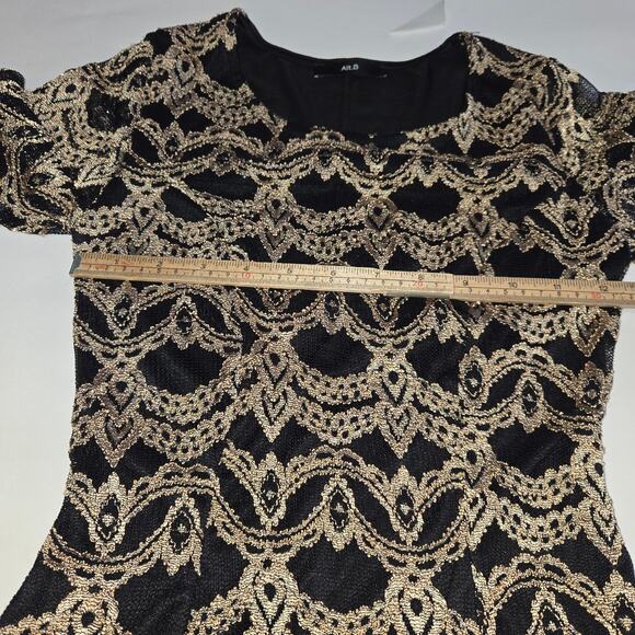 Alt B Womens Small Peplum Top Metallic Lace Romantic Soft Glam Dark Feminine - Picture 8 of 11